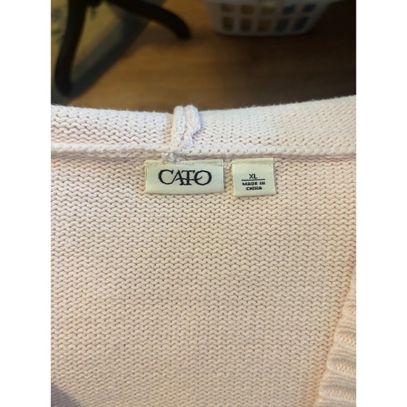 Cato Pastel Pink Snowflake Sweater with Hood and Deep V-neck XL - Picture 6 of 7